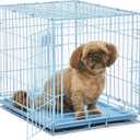 MidWest Homes for Pets 24-Inch Blue Fashion iCrate for Small Breeds, 12-20 lbs, Single Door Folding Dog Crate with Divider Panel, Leak-Proof Tray & Secure Latch, Portable, Durable & Easy to Assemble