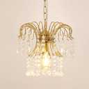Goeco Crystal Gold Pendant Light Fixtures for Kitchen Island, E26 Bulb 1-Light Crystal Hanging Lights Fixture, Elegant Adjustable Pendant Lighting for Dining Room Bedroom