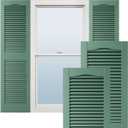 Ekena Millwork Lifetime Vinyl LL1S14X06000FG Standard Cathedral Top Center Mullion, Open Louver Vinyl Shutters, w/Installation Shutter-Lok's & Matching Screws (Per Pair), 14 1/2"W x 60"H, Forest Green
