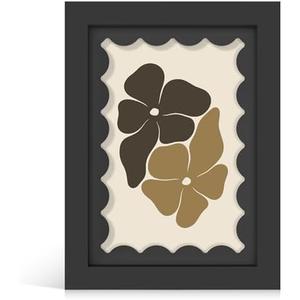 THKRLOF 5x7 Picture Frame with Real Glass, Wooden cute 5 x 7 Photo Frame with Wavy Mat for Tabletop and Wall Hanging, Black, 1 Pack