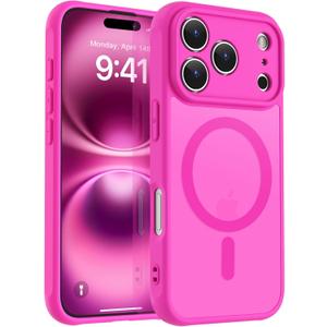 MOCCA Magnetic for iPhone 17 Pro Max Case, (Compatible with Magsafe) (16FT Military Grade Protection) Full Camera Protection Anti-Fingerprint Slim Translucent Matte Phone Cover 6.9",Hot Pink