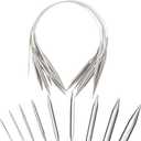 9 Pieces Size Marked US 0-15 Circular Knitting Needles Stainless Steel Knitting Needles Set for Beginner (16 Inch)