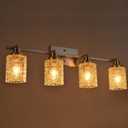 4 Light Semi Flush Mount Ceiling Light with Directional Rotatable Heads, Clear Glass Shades Modern Bathroom Vanity Lighting in Brushed Nickel Finish Track Lighting Kit Spotlight