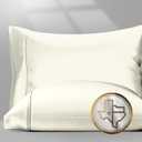 Texas Linen Co. 100% Egyptian Cotton Pillow Cases Standard/Queen Size Set of 2 - Luxury 1500 Thread Count Sateen Ivory Pillow Cases, Silky Soft Cotton Pillowcases Fits Standard & Queen Size Pillows