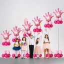 Bezente Balloon Column Stand Set of 4, 9 Feet Adjustable Telescopic Balloon Stand Kit for Floor, Ballon Column Tower with Base and Pole, Metal Backdrop Stands for Baby Shower, Party Decorations