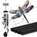 Novabright 35" Dragonfly Wind Chimes Outside for Women Garden Yard Patio | Soothing Tones Design, Black Durable Metal, Memorial and Birthday Gifts for Women, Outdoors Decor for Garden, Yard and Patio