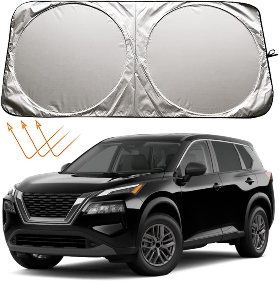XHRING Car Windshield Sun Shade Sunshade Compatible with Nissan Rogue 2021-2025 Rogue Sport 2017-2022 Maxima 2016-2025 Sentra 2013-2019 S SV SR Accessories Car Front Window Sun Shield
