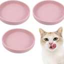 Silicone Dog Bowl Shallow Cat Food Bowls, 6 Inch Wide Cat Bowls Whisker Friendly, No Spill Less Mess Dog Plates for Dry and Wet Food, Set of 3 Puppy Bowls for Small Dogs and Cats (Pink)