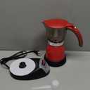 Electric Espresso Maker Transparent Coffee Maker Electric Moka Pot Portable Aluminum Espresso Machine Italian Moka Pot with Detachable Base, Coffee Gift for Women Men Home Travel(Red,6 Cup)