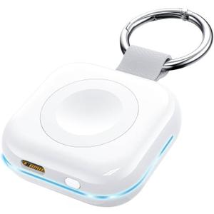 HUOTO Portable Watch Charger for Apple Watch Series 9,Portable Magnetic iWatch Charger 1200mAh Power Bank Mini Purse Items Fast keychain Charging for Apple Watch Series 11/10/ 9/8/7/6/SE/5/4/3/2/UItra (White)