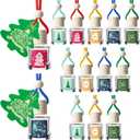 Boao 15 Pcs Christmas Employee Appreciation Gifts Hanging Car Air Freshener Diffuser Bottles Bulk Empty Perfume Glass Bottle Pendant with Christmas Tree Cards & Stickers for Essential Oil Fragrance