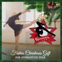 3 x Gymnastics Christmas Ornament for Girls - Red Glitter Star Xmas Tree Ornament, 2 Layer Wooden - Unique & Speical Holiday Decorations for Athletes, Students, Coaches