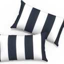 Outdoor Lumbar Pillows 12x20 inch, Rectangle Throw Pillows with Inserts, Decorative Lumbar Cushions for Patio Furniture Garden Couch Home Sofa Office Chair, Pack of 2, Cabana Navy