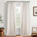 INOVADAY 100% Blackout Curtains for Bedroom, Black Out Curtains 80 Inch Long, Clip Rings Linen Blackout Drapes, Thermal Insulated Room Darkening for Living Room, 2 Panels - Beige,W50xL80