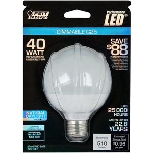 Feit G25/DM/5K/LEDG2 40W Equivalent LED Dimmable G25 Globe, 5000K (Daylight)