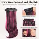 ALXNAN Clip in Hair Extensions,Thick Long Straight Layered Black Mix Rose Pink Highlights 20 Inch Soft Lace Weft Hair Extensions for Women