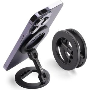 Double Magnetic Ring Phone Holder,Quick Attach Your Phone to Iron Object,Swivel and Tilt Adjustable,1/4" Screw Hole for Tripod Mount,Magnetic Phone Stand for iPhone 15 14 13 12 Series