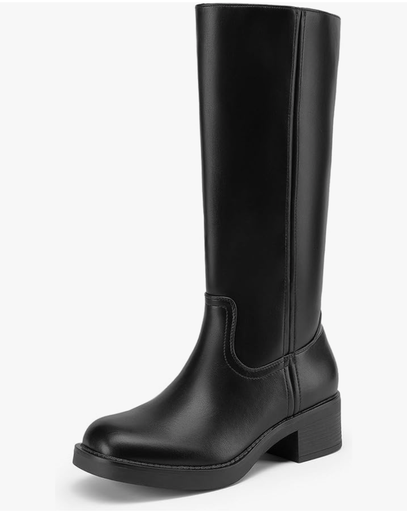 DREAM PAIRS Women's Square Toe Platform Chunky Block Heel Knee High Riding Boots Size 8.5