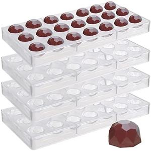 Yopay 63 Grids Polycarbonate Chocolate Mold Candy Making Molds, Diamond Shaped Tray for Mousse, Jelly, Pralines, Truffles, Sweets, Bonbons, Cookies, (3 Pack Transparent)