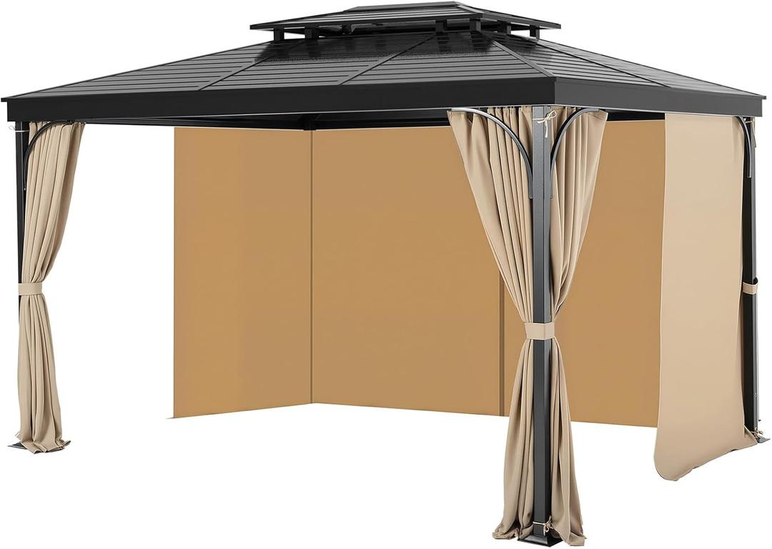 VEVOR Gazebo Curtains Outdoor, Fit Most 12' x 10' x 7' Gazebos, 4-Panel Sidewall Gazebo Privacy Curtains with Zippers, Outdoor Curtain Replacement for Patio Canopy, Only Curtain, Khaki VEVOR Gazebo Curtains Outdoor, Fit Most 12' x 10' x 7' Gazebos, 4-Panel Sidewall Gazebo Privacy Curtains with Zippers, Outdoor Curtain Replacement for Patio Canopy, Only Curtain, Khaki