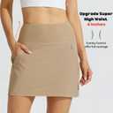 Willit Women's Golf Skirts Zipper Pockets High Waisted Stretchy Skorts Quick Dry Athletic Tennis Casual Skorts (8, Khaki)