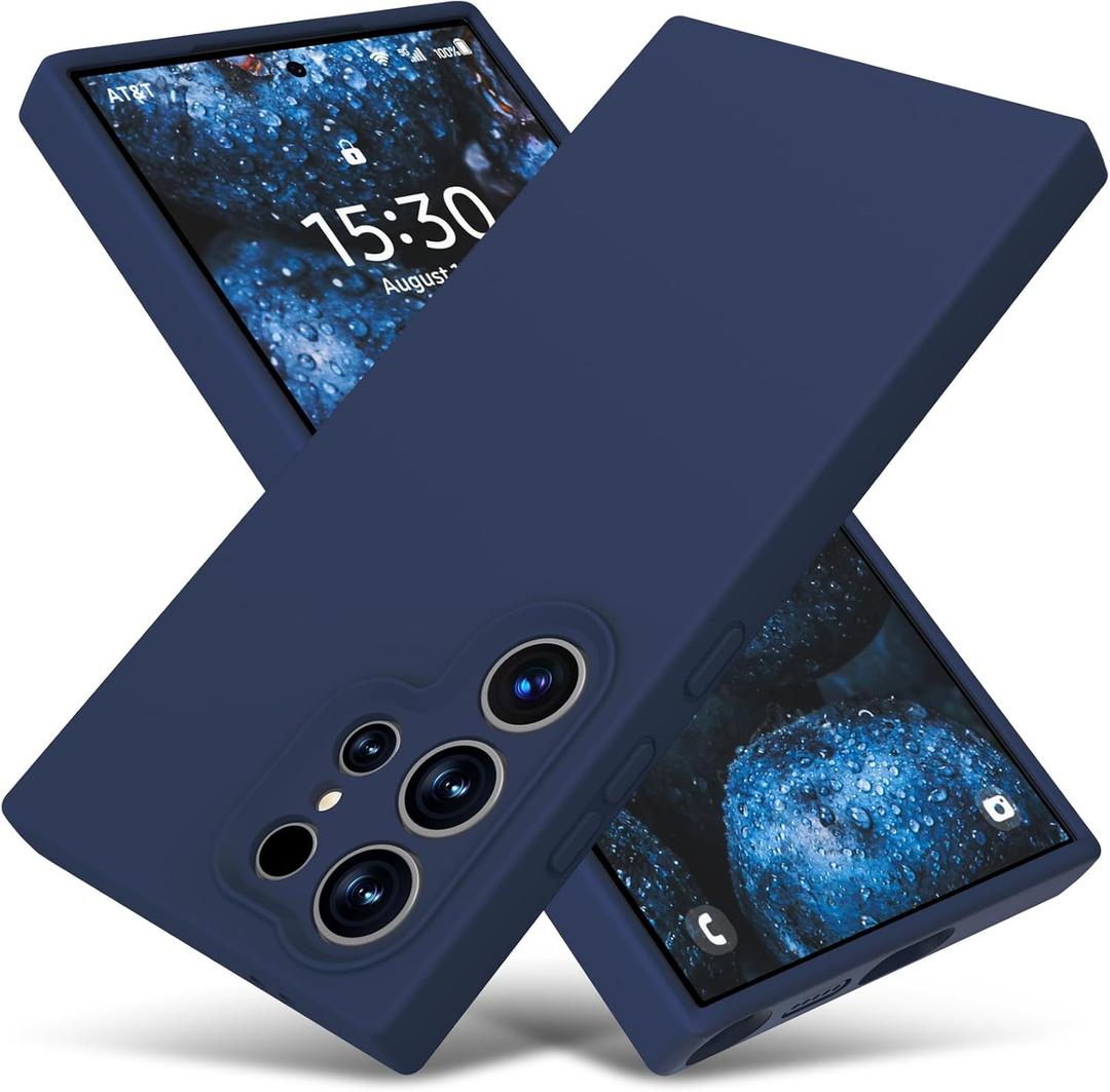 Varikke for Samsung Galaxy S24 Ultra Case, Liquid Silicone Upgrade [Camera Protection] [Anti-Scratch Microfiber Lining] Slim Soft Touch Gel Rubber Shockproof Phone Case 6.8", Dark Blue