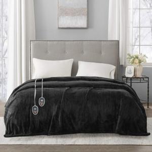 Beautyrest - BR54-0910 Heated Plush Elect Electric Blanket with 20 Heat Level Setting Controllers Equip with Secure Comfort Technology and 10 Hours Auto Shut Off, King: 90x100, Black