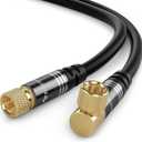 BlueRigger RG6 Digital Coaxial Audio Video Cable (6FT, 90 Angled to Straight Male F Type Connector, Triple Shielded) - HDTV, CATV, DVB-T2/C/S, Cable Modem, Radio, Satellite Receivers
