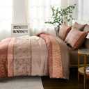 Boho Queen Comforter Set Red Brown 7 Piece Bed in a Bag Lightweight