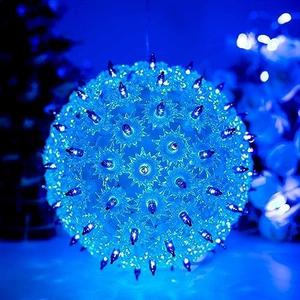 Christmas Lighted Sphere Balls Outdoor - 3 Pack 5.5" 50 LED Hanging Starlight Light, Replaceable Bulbs with Add-On Plug, Hanging Lights for Trees Party Wedding Patio Indoor Decorations (Warm White)