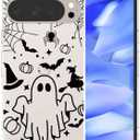 Clear Halloween Phone Case for Google Pixel 9 Pro XL,Black Ghost Pattern Cover Soft Bumper Protective Cute Boys Girls Phone Case for Google Pixel 9 Pro XL-Black Ghost