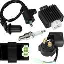 HIAORS GY6 Ignition Coil Solenoid Relay Voltage Regulator Compatible with TaoTao 50cc 150cc Chinese Scooter ATM50 VIP Roketa Jonway Sunl 4-Stroke Moped ATV Go Kart Parts with AC CDI Box Spark Plug