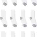 Hanes Boys' Socks Pack, Double Tough Moisture Wicking Ankle, Crew, No Show Socks, 12 & 14 Pair Packs (White)