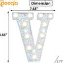 3 x Pooqla Light Up Letters, LED Marquee Letters for Silver Birthday Decorations, Battery Powered Night Light Teenager Girl Room Decor, Gift for Girls Boys Wedding Bedroom Christmas Party Decor, Letter V