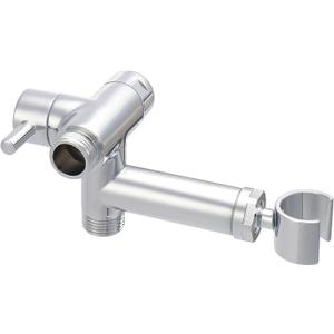 NearMoon Solid Brass Shower Arm Diverter with Handheld Mount, G1/2 3-Way Diverter Valve with Holder Bathroom Universal System Replacement Part for Hand and Fixed Shower Head (Chrome Finish)