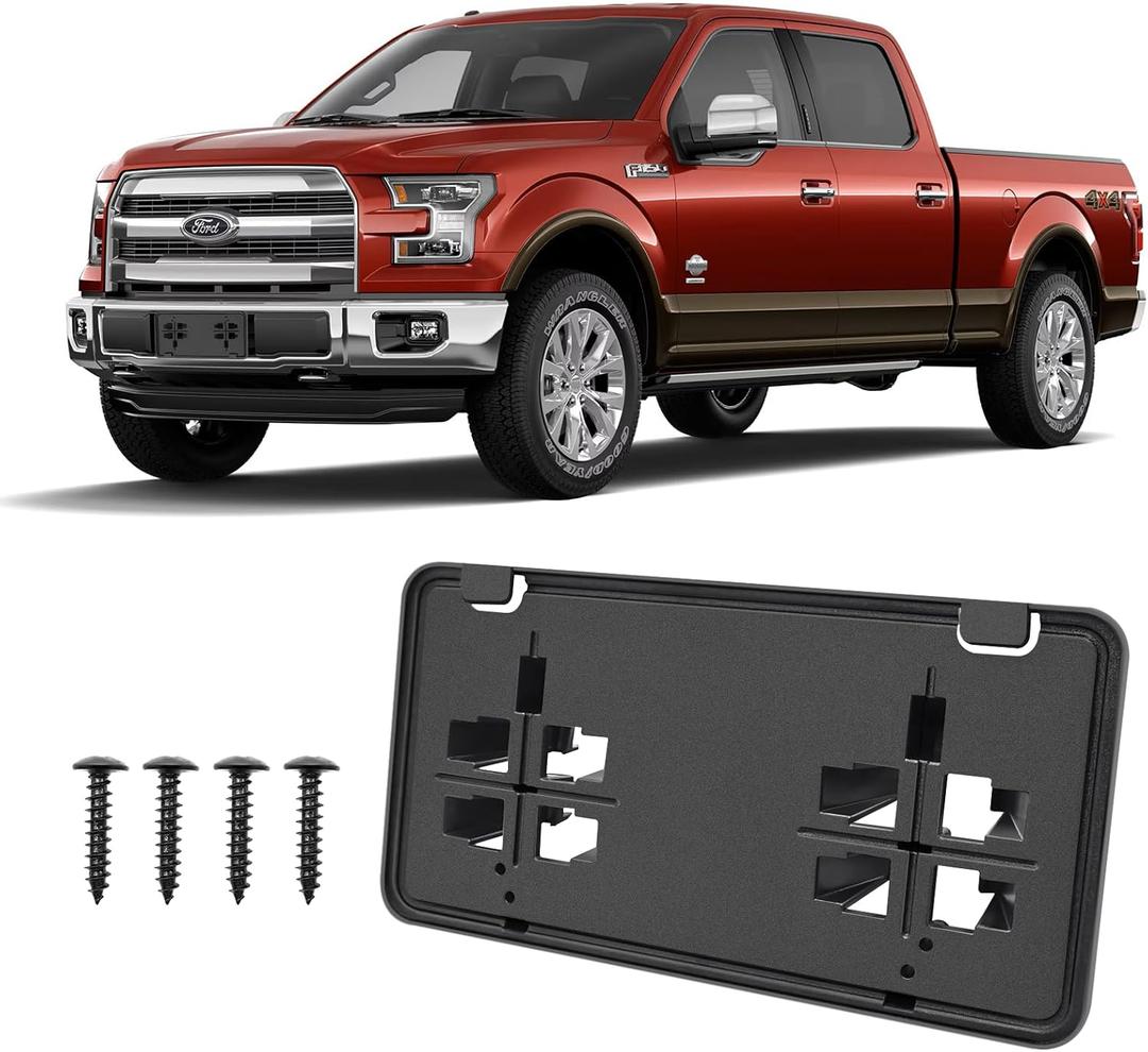 Front License Plate Frame for F150 2015-2017 Licence Plate Holder fits Perfectly with Curvature of Front Bumper F150 License Plate Frame Replace OE FL3Z17A385B