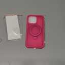 Compatible with iPhone 15 Pro Max Case with Magnetic Ring Stand [Compatible with Mag-Safe] [Built-in Screen Protector] Military-Grade Shockproof Translucent Matte Phone Case, Rose Red