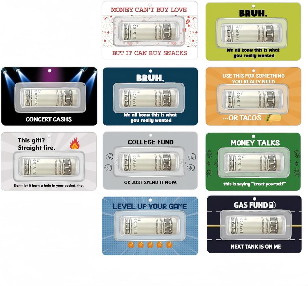 10 Pcs Christmas Money Holder Ornaments - Gift Card Ornament Holder with Hanging Holes - Festive Cash Gift Card Holder for Holidays, Birthdays, Weddings,Tree Decorations (A)