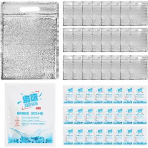 25 Pcs Insulated Thermal Bags with Zipper Handles & 25 Pcs Reusable Ice Packs  Reusable Leakproof Hot/Cold Cooler Bags for Food, Drinks, Camping, Travel (9.85 x 13.79)