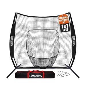 7x7ft Baseball Softball Net with Steel Frame for Batting, Hitting, Pitching, Portable Baseball Batting Net with Carry Bag, Great for All Levels