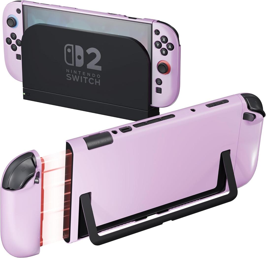 DaierTek Dockable Hard Case Protector for Nintendo Switch 2 2025 Slim Purple Dock Split Cover Compatible with Switch2 for Girl Boy Kid