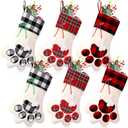 Realspring 6 Pcs Large Christmas Paw Stockings for Dog Cat Pet Christmas Hanging Stocking with Bone Pattern Tags for Puppy Xmas Gifts Party Fireplace Tree Decoration