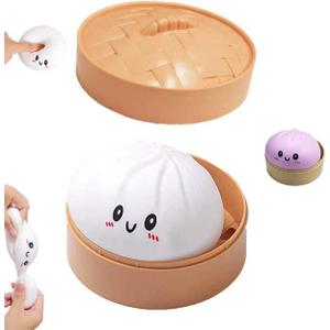Dumpling Squishies, Soft Squishy Dumpling Squishy, Dumplings Sensory Squeeze Toy for Stress, Easter Basket Stuffers Stretchy Desk Toys (White)