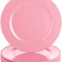 Gerrii 12 Pcs Metallic Bead Charger Plates 13 Inch Plastic Round Plates Bulk Wedding Beaded Chargers for Table Party Event Decoration(Pink)