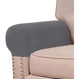 Stretch Armrest Covers (Set of 2)  Anti-Slip Spandex Jacquard Furniture Protectors for Chairs, Sofas & Recliners  Washable & Durable Slipcovers (Grey)