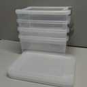Citylife 4 Packs Small Storage Bins with Lids 3.2 QT Plastic Storage Containers for Organizing Stackable Clear Storage Boxes