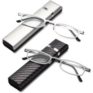 LianSan Compact Folding Reading Glasses for Men Women - Portable Blue Light Blocking Foldable Computer Readers with Slim Case (Multicolor)