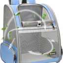 Texsens Pet Backpack Carrier for Small Cats Dogs | Ventilated Design, Safety Straps, Buckle Support, Collapsible | Designed for Travel, Hiking & Outdoor Use (Blue)