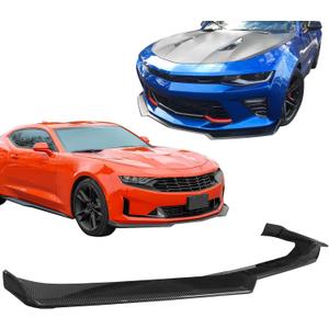 IKON MOTORSPORTS, Front Bumper Lip Compatible with 2016-2024 Chevrolet Camaro, 1LE Style Carbon Fiber Print Front Lip Finisher Under Chin Spoiler