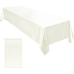 Ruisita Satin Party Tablecloth Table Cover 58 x 102 Inches Wedding Rectangle Bright Silk Tablecloth Table Cover Smooth Fabric Tables Decor for Wedding Banquet Decoration, Ivory